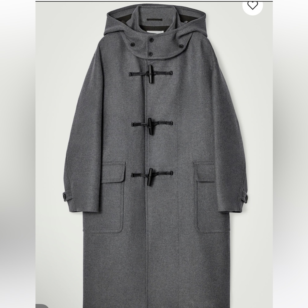 New with no tags COS Men's Gray Hooded Duffle Coat XS